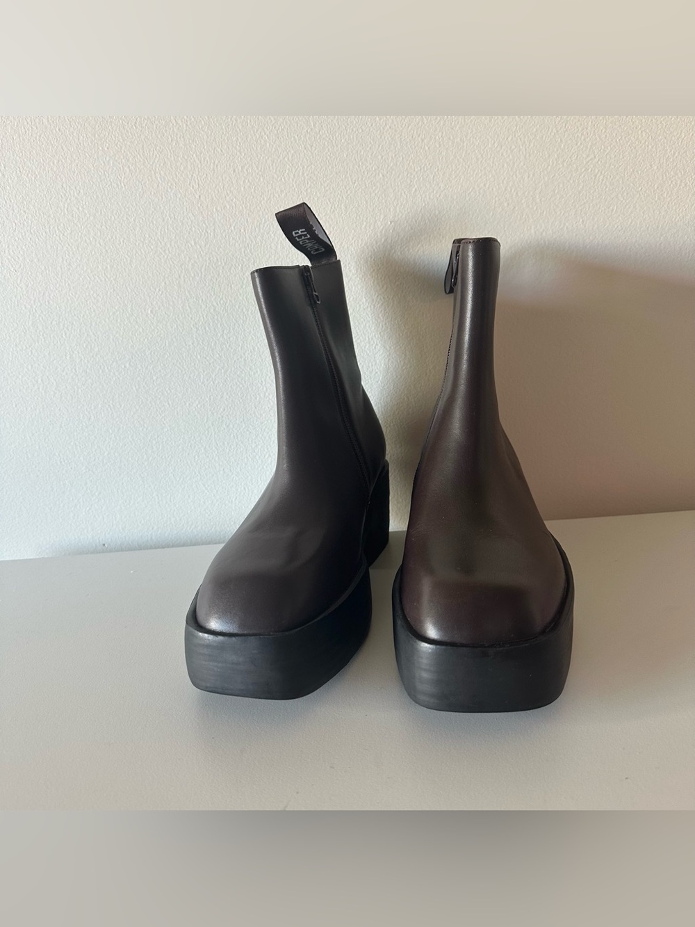 Camper Billie Mid Ankle Boots Brown Leather 39/8.5 Platform Zip - Picture 4 of 6